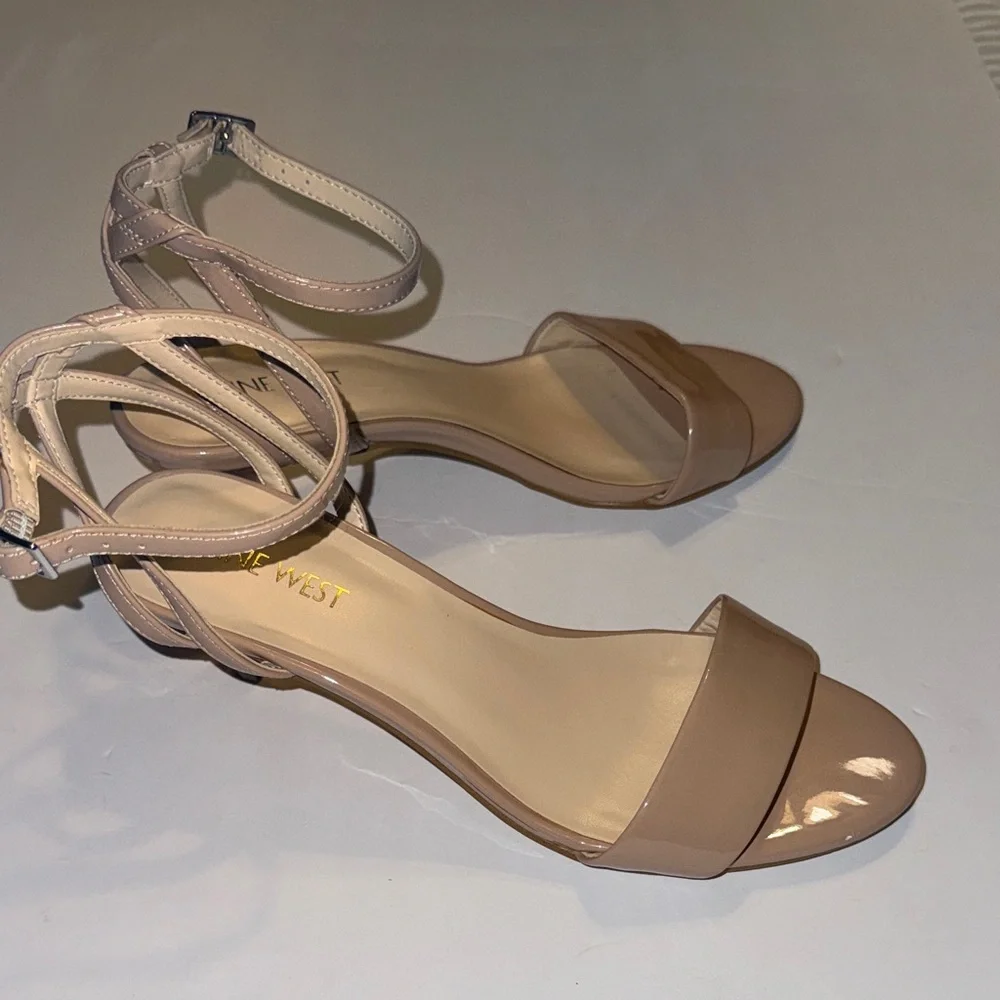 Nine West Nude-Tan Ankle Strap Block Heels - Picture 5 of 5